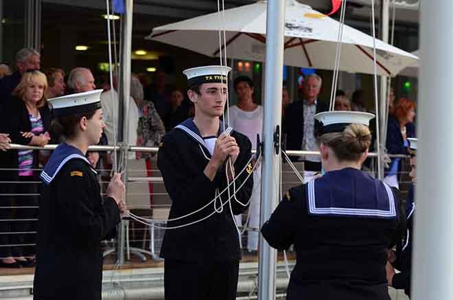 TS Tyalgum Cadets Performing the Sunset Ceremony - Sail Past 2014 © Bronwen Hemmings